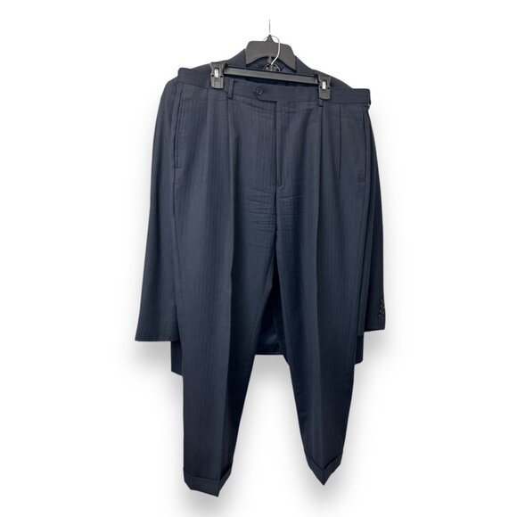 Jos. A. Bank Signature Collection Mens 2-Piece Suit 42R 100% Wool Navy Pinstripe - Picture 4 of 12